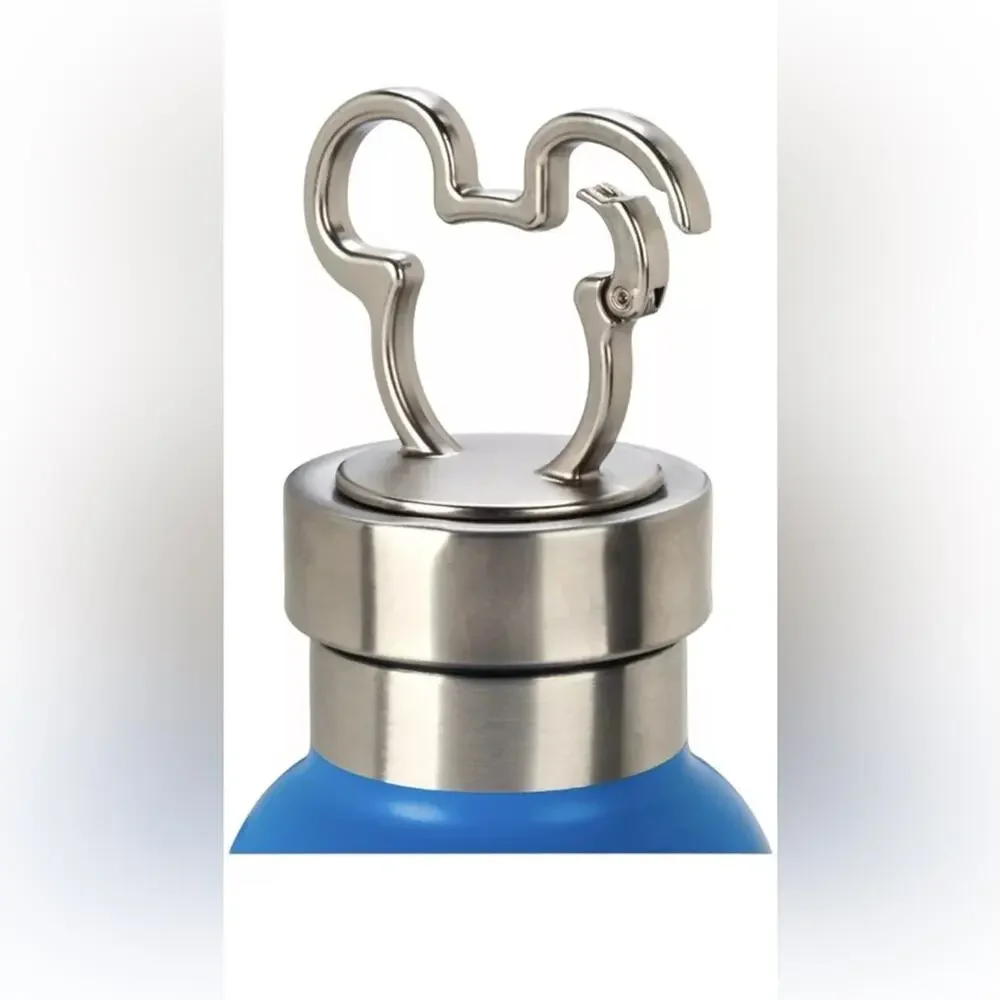 DISNEY PARKS  MICKEY MOUSE STAINLESS STEEL WATER BOTTLE W MICKEY ICON CLASP TOP